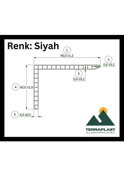 Plastik Köşebent L Profil | Pakette 4 Adet | 60 x 90 mm | Çift Cidar- Yüksek Dayanım