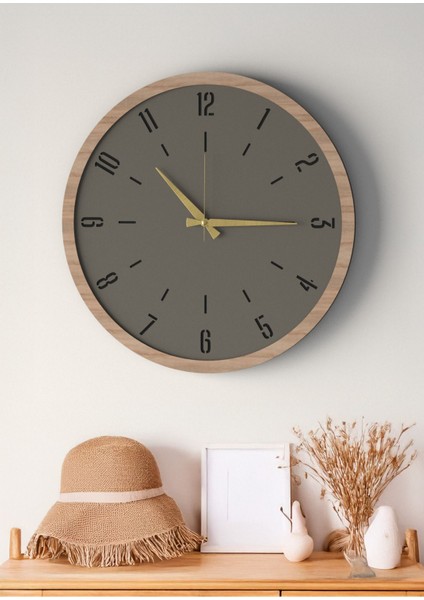 Dekoratif Ahşap Ross Duvar Saati - Siyah & Gri Mdf Çerçeveli, 48CM , Sessiz Mekanizma modelleri