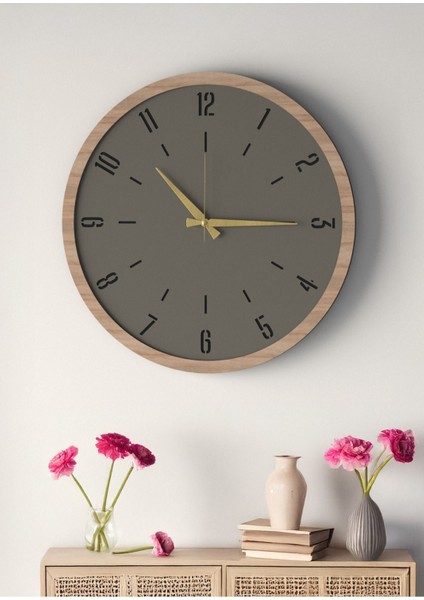 Dekoratif Ahşap Ross Duvar Saati - Siyah & Gri Mdf Çerçeveli, 48CM , Sessiz Mekanizma indirimleri