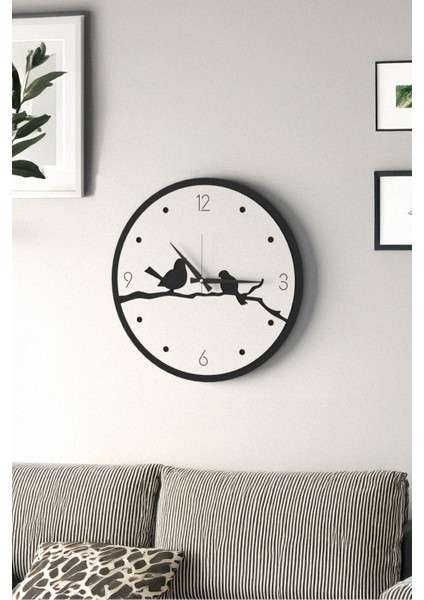 Dekoratif Yeni Modern Errai Beyaz Kuşlu Ahşap Duvar Saati - 48CM fırsatları