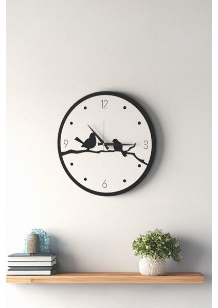 Dekoratif Yeni Modern Errai Beyaz Kuşlu Ahşap Duvar Saati - 48CM indirimleri