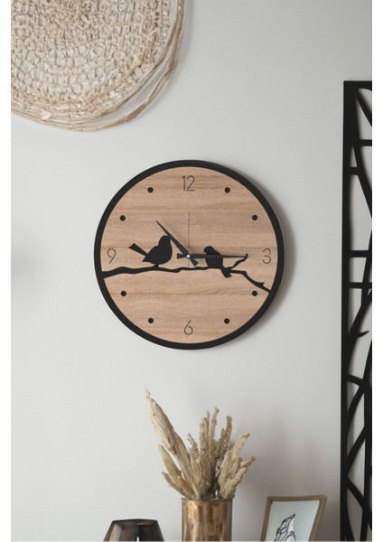 Dekoratif Yeni Modern Errai Kuşlu Ahşap Duvar Saati - 48CM fiyatları