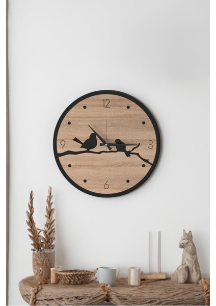 Dekoratif Yeni Modern Errai Kuşlu Ahşap Duvar Saati - 48CM modelleri