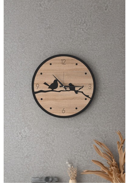 Dekoratif Yeni Modern Errai Kuşlu Ahşap Duvar Saati - 48CM fırsatları