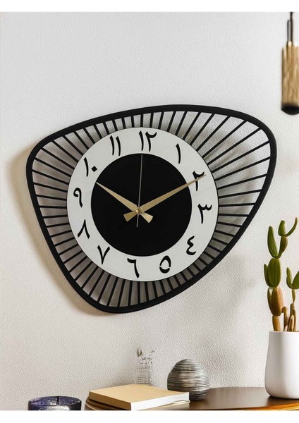 Dekoratif Yeni Modern Bellatrix Arapça Ahşap Duvar Saati 48 cm