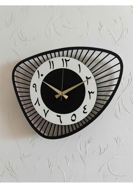 Dekoratif Yeni Modern Bellatrix Arapça Ahşap Duvar Saati 48 cm