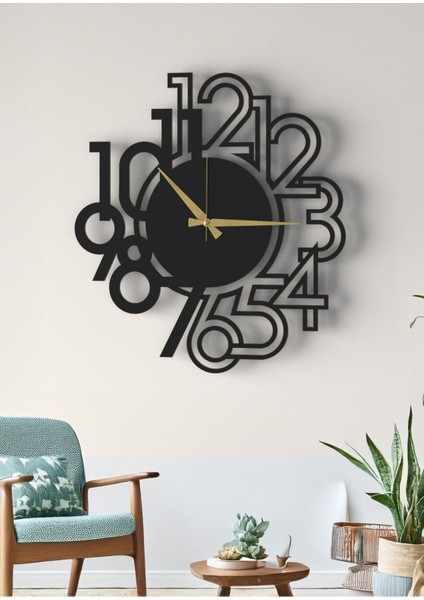 Ahşap Duvar Saati - Modern Tasarım Siyah Soyut Rakamlı 5mm Dekoratif Salon Ofis Saati modelleri