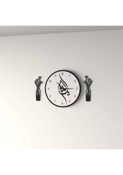 Dekoratif Yeni Modern Ruchbah Islami Ya Allah Ahşap Duvar Saati 48CM modelleri