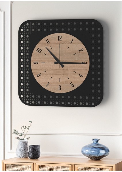 Modern Delikli Tasarım Duvar Saati | Ceviz & Beyaz Mdf | 48CM Büyük Boy fırsatları