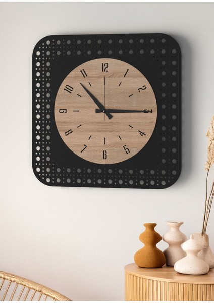 Modern Delikli Tasarım Duvar Saati | Ceviz & Beyaz Mdf | 48CM Büyük Boy indirimleri