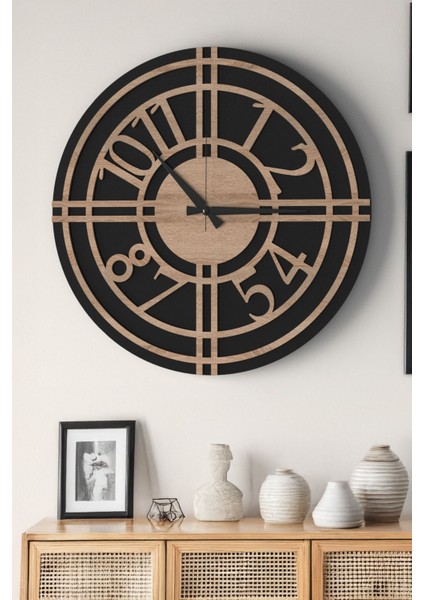 Şık ve Modern Duvar Saati - 48CM Büyük Boy, 3 Farklı Renk Seçeneği - Siyah