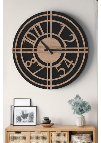 Şık ve Modern Duvar Saati - 48CM Büyük Boy, 3 Farklı Renk Seçeneği - Siyah