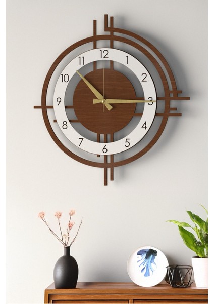 Şık ve Modern Duvar Saati - 48CM Büyük Boy, 3 Farklı Renk Seçeneği - Ceviz - Beyaz modelleri