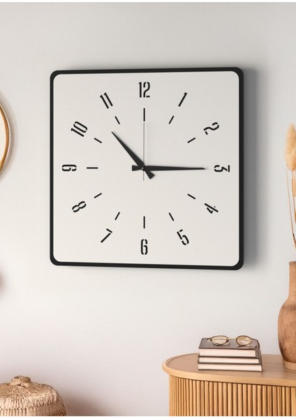 Modern Tasarım Ahşap Duvar Saati | Siyah & Beyaz Mdf | 48CM Büyük Boy modelleri