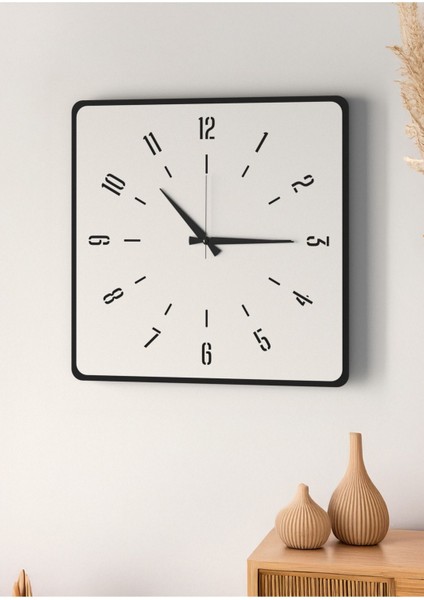 Modern Tasarım Ahşap Duvar Saati | Siyah & Beyaz Mdf | 48CM Büyük Boy fırsatları