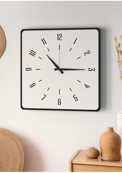 Modern Tasarım Ahşap Duvar Saati | Siyah & Beyaz Mdf | 48CM Büyük Boy indirimleri