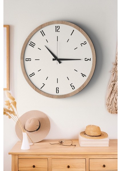 Dekoratif Ahşap Ross 128 Duvar Saati - Siyah & Beyaz Mdf Çerçeveli, 40CM, Sessiz Mekanizma fırsatları