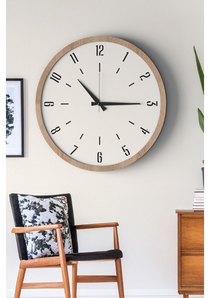 Dekoratif Ahşap Ross 128 Duvar Saati - Siyah & Beyaz Mdf Çerçeveli, 40CM, Sessiz Mekanizma indirimleri