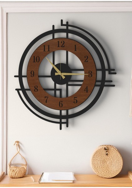 Büyük Boy Siyah Dekoratif Ahşap Duvar Saati - Modern Tasarım Sessiz Mekanizma Salon Ofis Için modelleri
