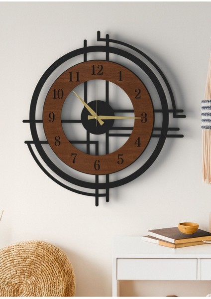 Büyük Boy Siyah Dekoratif Ahşap Duvar Saati - Modern Tasarım Sessiz Mekanizma Salon Ofis Için fırsatları