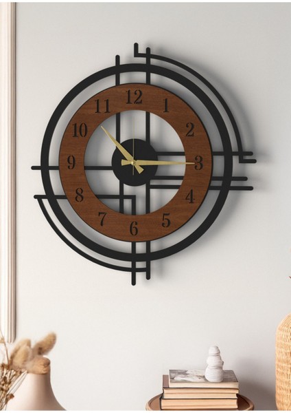 Büyük Boy Siyah Dekoratif Ahşap Duvar Saati - Modern Tasarım Sessiz Mekanizma Salon Ofis Için indirimleri