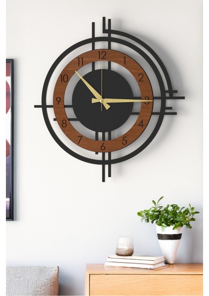 Şık ve Modern Duvar Saati - 48CM Büyük Boy, 3 Farklı Renk Seçeneği - Ceviz-Kahverengi modelleri