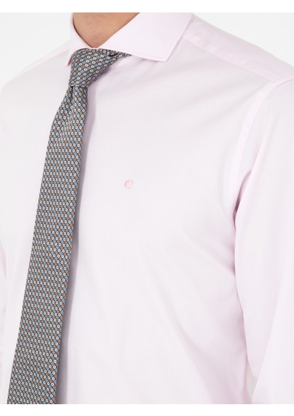 Erkek Açık Pembe Modern Fit Uzun Kollu Basic Gömlek 50223149-VR078