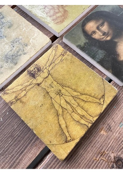 Baskılı Doğaltaş Bardak Altlığı 4'lü Set