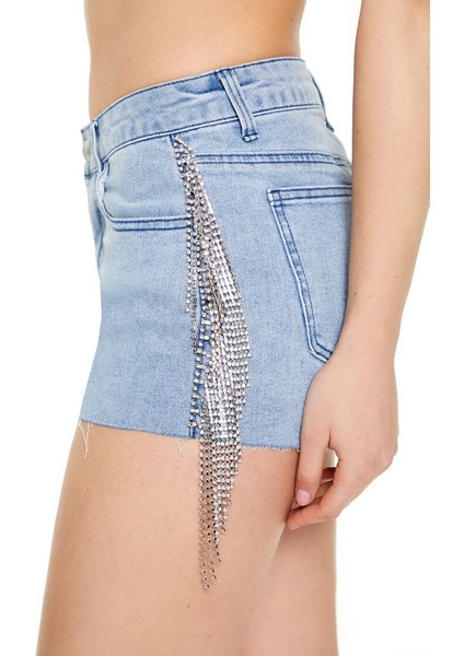 Rhinestone Denim Şort indirimleri