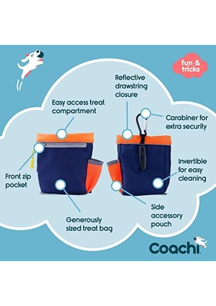 Of Animals Coachi Profesyonel Köpek Eğitim ve Ödül Çantası, Lacivert Mercan Sarı