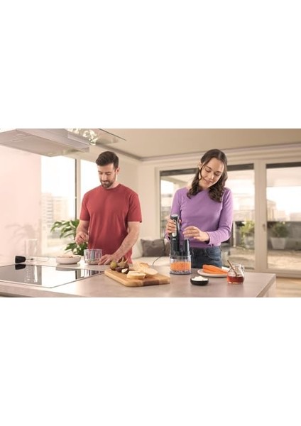 Multiquick 5 Pro MQ55755M, 25 Hız Kademeli El Mikseri, Easy Click System Plus, 1000 W, Siyah, Mini Mutfak Robotu, Doğrayıcı, Çırpma Teli, Karıştırma ve Ölçüm Kabı (600 Ml)