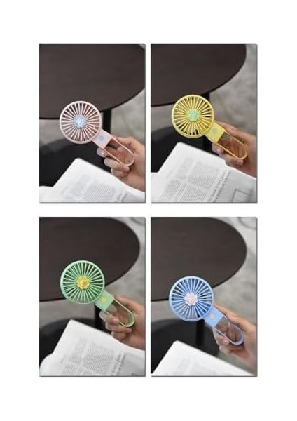 Taşınabilir Mini USB Fan LED Işıklı Masa Üstü 3 Kademeli Dahili Işık Şarj Edilebilir Mini Vantilatör Soğutucu Cep Boyu 11CM Mini Fan YS2269 - Mavi (YS2269 - Mavi)