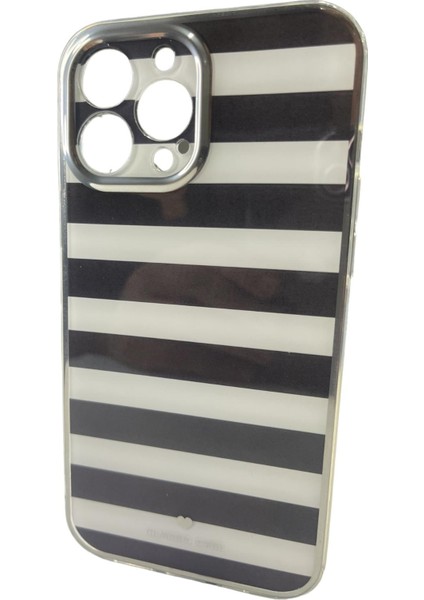 IPHONE 13 Pro Max Siyah Beyaz Baskılı Sade ve Şık Görünümlü Telefon Kılıfı