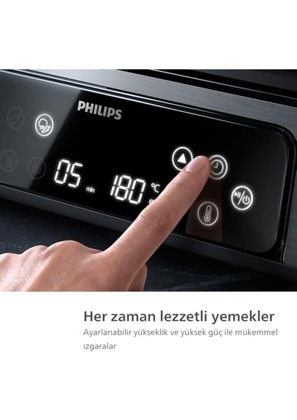 7000 Serisi Izgara ve Tost Makinesi - Sıcaklık Sensörü ve 8 Ön Ayarlı Programlar ile Geniş Yüzeye Sahip Izgara, Dijital Sıcaklık Kontrolü, Kolay Temizlenebilir (HD6307/70)