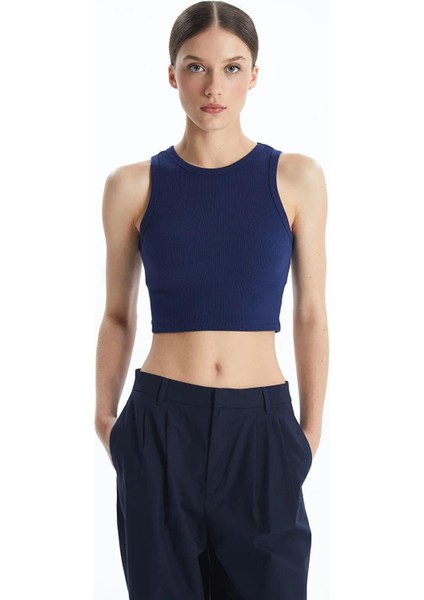 Lcw Vision Bisiklet Yaka Dokulu Kadın Crop (S5)