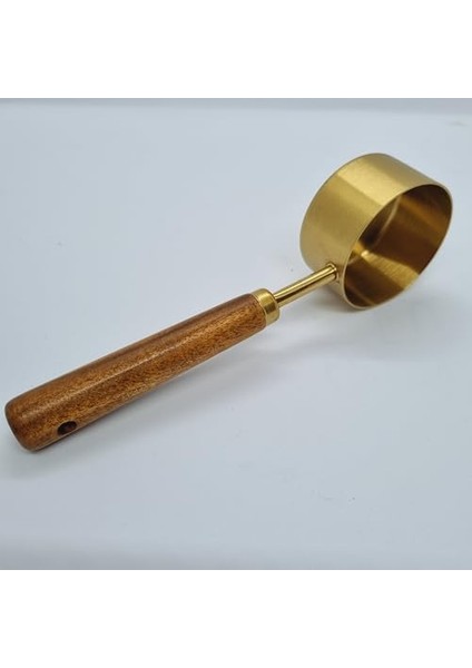 60 ml Kapasiteli Ahşap Saplı Metal Ölçü Kaşığı - Altın Ton