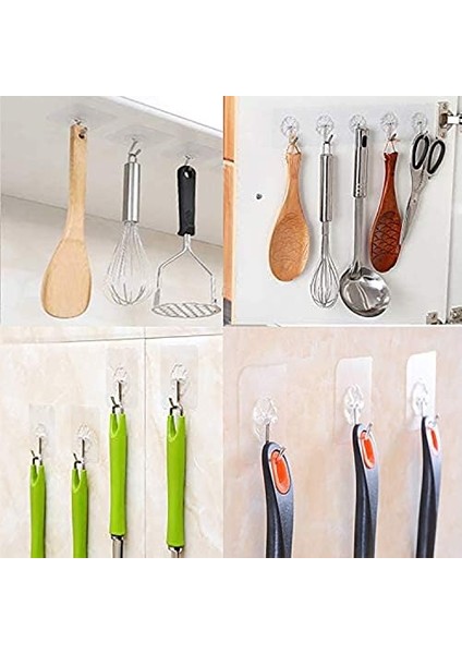 Yapışkanlı Duvar Kancaları Banyo Mutfak 24 Paket Ağır Hizmet 10 kg (Maks) Çivisiz Yapışkan Askılar Paslanmaz Kancalı Yardımcı Havlu Banyo Tavan Kancaları