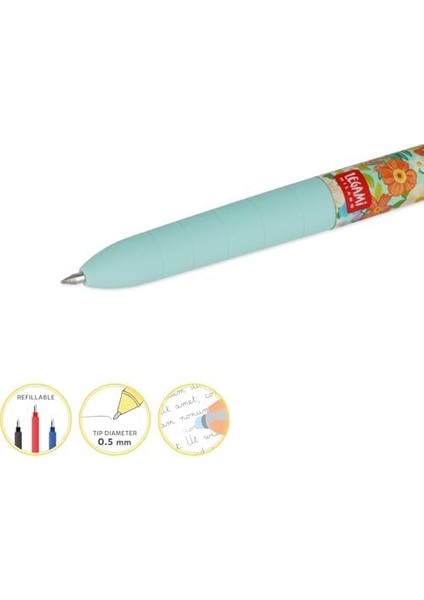 - Silinebilir Jel Kalem, 3 Renk, Doldurulabilir, Ergonomik Sap, Çap 0,5 Mm, Çiçek Temalı