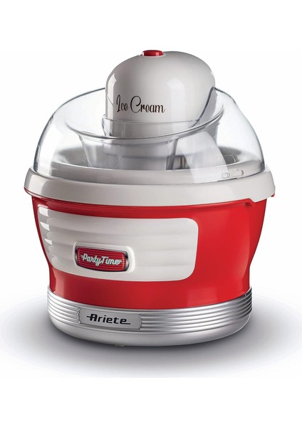 Party Time Dondurma Yapma Makinesi Kırmızı 0643/00 - Ice Cream Maker, 30 Dakikada Dondurma Hazırlama,1,5 Litre Kapasite, 12 Watt