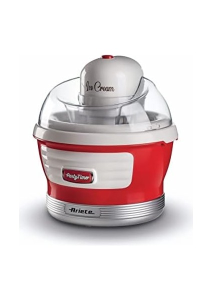 Party Time Dondurma Yapma Makinesi Kırmızı 0643/00 - Ice Cream Maker, 30 Dakikada Dondurma Hazırlama,1,5 Litre Kapasite, 12 Watt