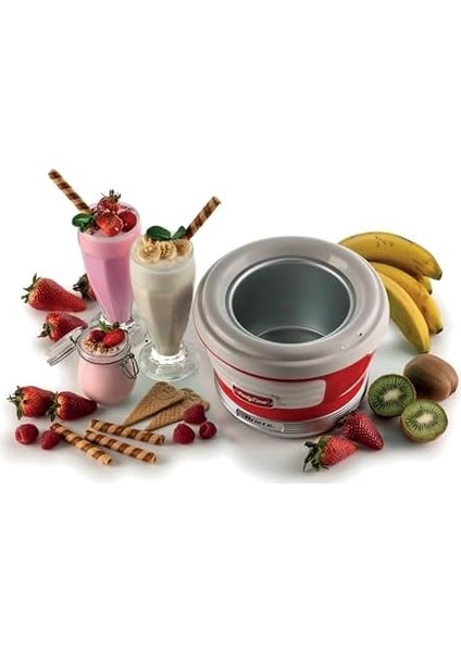 Party Time Dondurma Yapma Makinesi Kırmızı 0643/00 - Ice Cream Maker, 30 Dakikada Dondurma Hazırlama,1,5 Litre Kapasite, 12 Watt