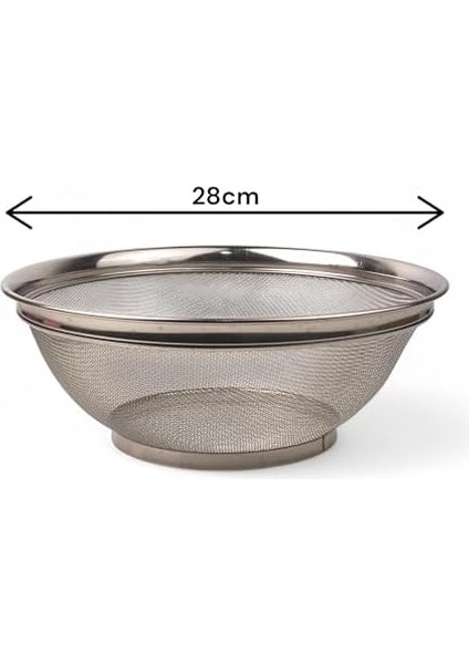 Paslanmaz Çelik Kulpsuz Süzgeç 28CM, Paslanmaz Çelik Pirinç Süzgeci, Paslamaz Çelik Mutfak Süzgeci, Paslanmaz Çelik Salata 28CM Süzgeci