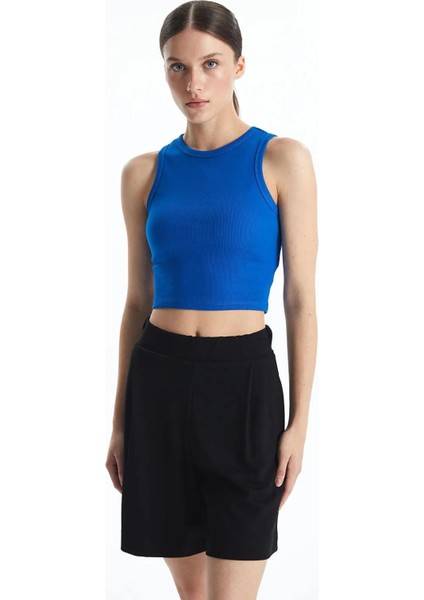 Lcw Vision Bisiklet Yaka Dokulu Kadın Crop (S5)