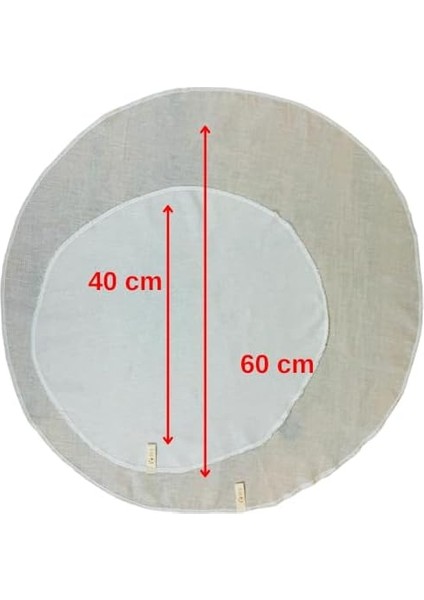 Süzme Çemberi Mermerşahi Kumaş 2 Adet Süzme Çemberi, Organik Süzme Bezi, Yoğurt Süzme (ÇAP:40CM; 60 Cm)