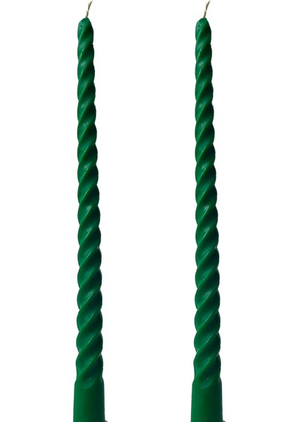 (2 Adet 27.5cm) Balmumu Mum Konik Burgulu Şamdan Mumu Doğal Dekoratif Beeswax Candle (Yeşil) Akmaz Kırılmaz Mum Bal Mumu