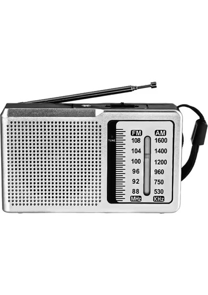 Analog Pilli Mini Radyo Am Fm Taşınabilir Seyahat Kamp Deprem Acil Retro Vintage Antenli Cep Radyosu R-698 (Gri)