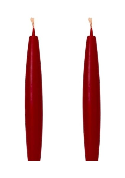 Balmumu Mum (2 Adet) Şamdan Mumu Mermi Formunda Masa Mumu 22 cm Bees Wax (Kırmızı)
