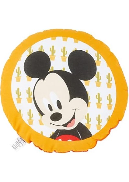 Minnie & Mickey Lisanslı Karakter BASKILI%100 Pamuk Kırlent, Çok Renkli, Yuvarlak