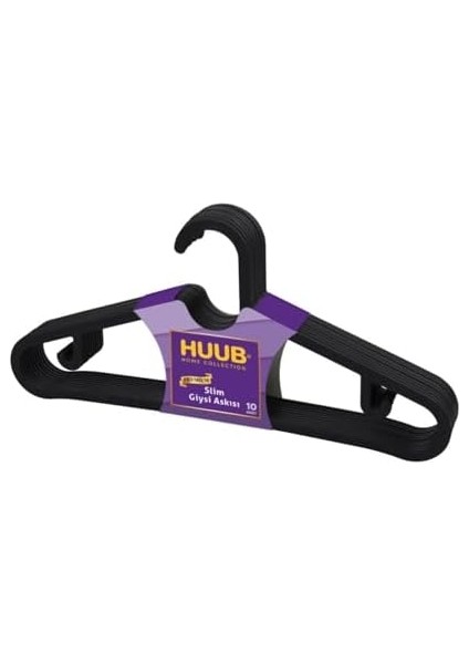 Hanger Plastik Slim Askı, Elbise Askısı, Siyah Askı (Standart, Adet, 30)