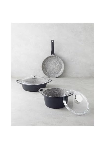 Home Costa Alüminyum 5 Parça Tencere Seti 20-26-26 cm Gri